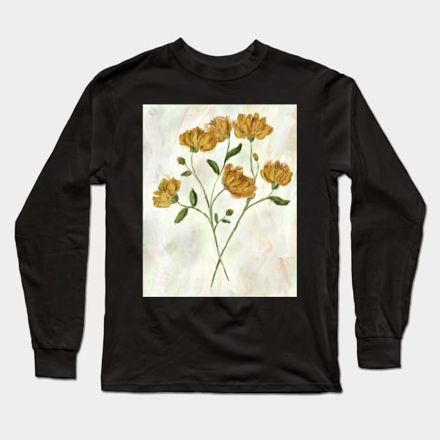 Yellow flowers with buds Long Sleeve T-Shirt by gldomenech